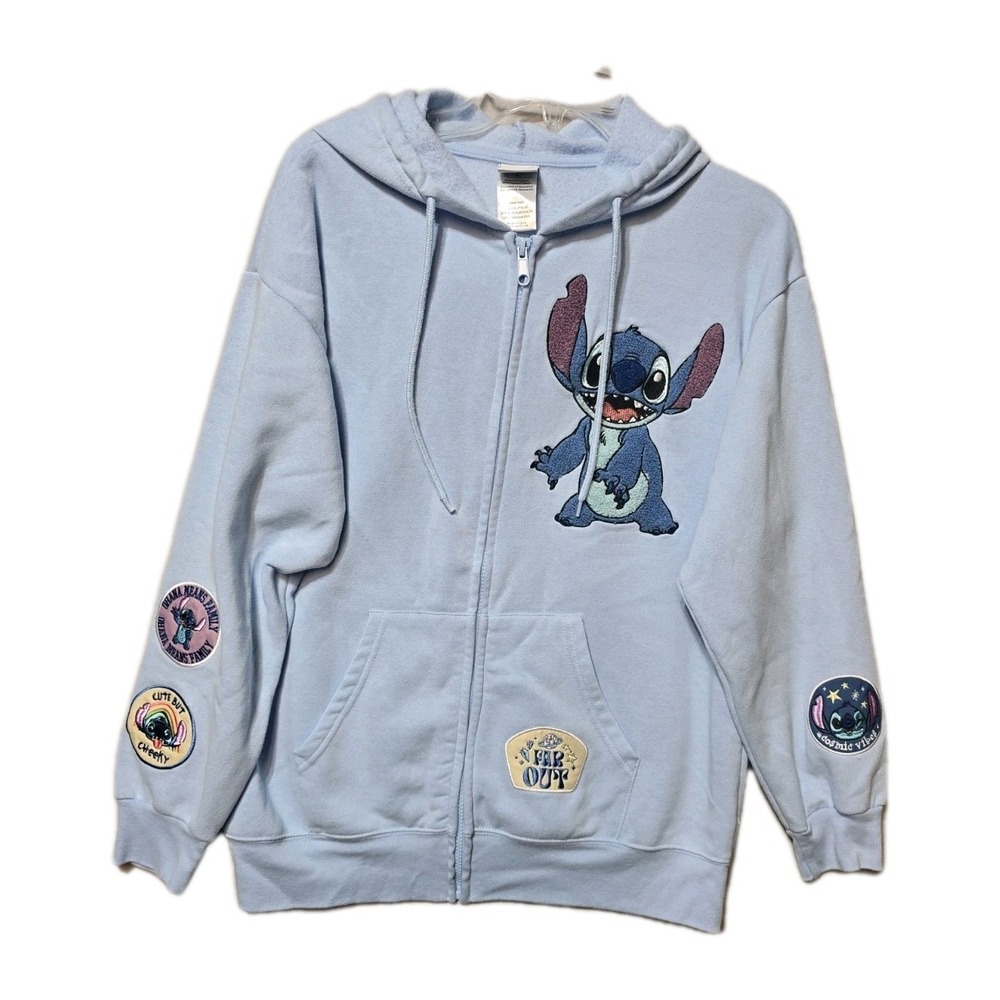 Disney Stitch Women's Full Zip Brushed Fleece Hoodie Large